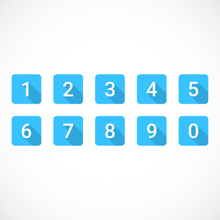 Set of 0-9 numbers. Set of blue number icons. Vector illustrationのイラスト素材
