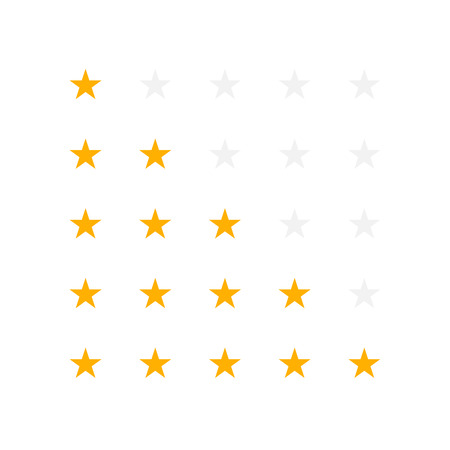 Set of yellow rating stars. Vector illustration