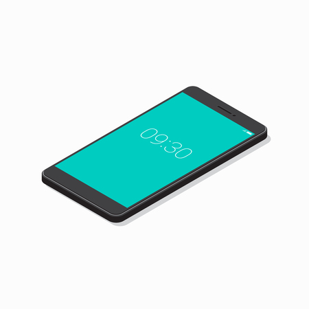 Isometric black smartphone on white background. Vector illustrationのイラスト素材
