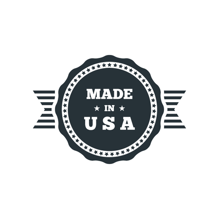 Made in USA badge with USA flag elements. Vector illustrationのイラスト素材