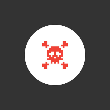 Pixel skull and crossbones icon. Vector illustrationのイラスト素材