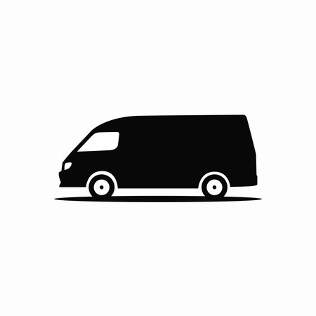 Van bus silhouette icon. Side view Vector illustrationのイラスト素材