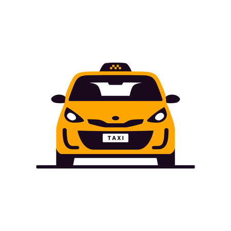 Taxi car icon. Front view. Taxi service vector illustrationのイラスト素材