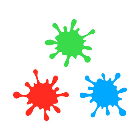 Red green blue liquid paint splashes. Vector illustrationのイラスト素材