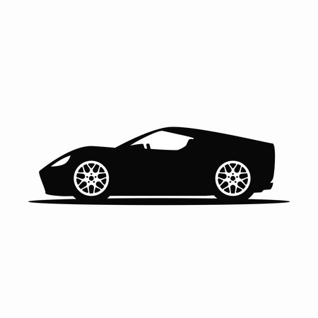 Cartoon sport car side view silhouette icon. Vector illustrationのイラスト素材