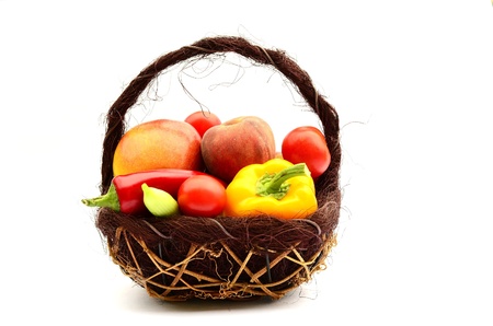 Fruits and vegetables in the basketの写真素材