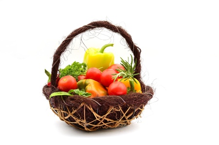 Basket of bio foodの写真素材