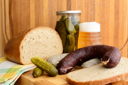 White puddink, bread and beer