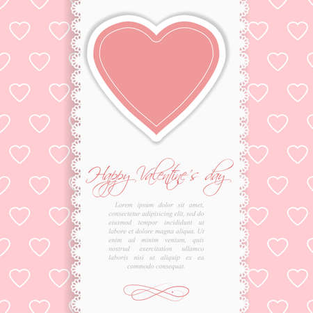 Valentines Day vintage lace card with heart and place for textのイラスト素材