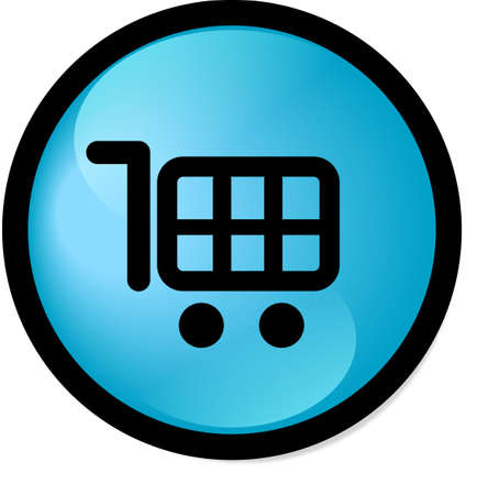 Aqua style shopping cart button (blue version)の写真素材