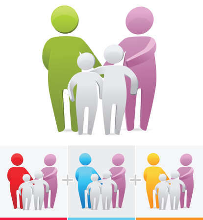 3D stick figure familyのイラスト素材