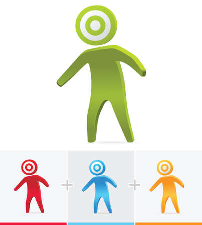 3d figure illustration with dartboard head. Business victim concept.のイラスト素材