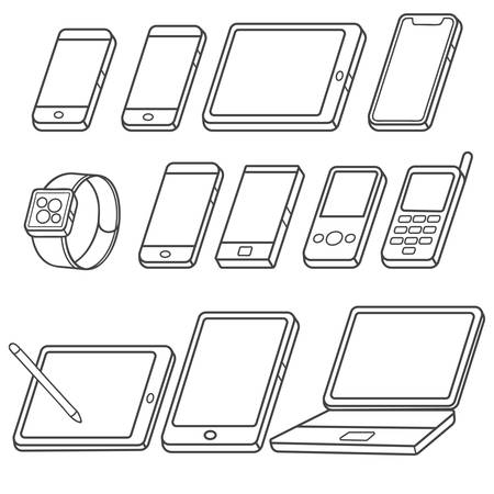 Mobile device outline illustration isolated over white backgroundのイラスト素材