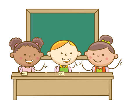 Doodle illustration: Students in a class discussing a lessonのイラスト素材