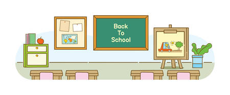 Doodle illustration: Classroom Interiorのイラスト素材