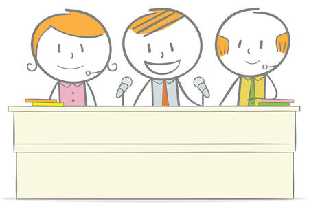 Doodle stick figure: Group of business person having a conferenceのイラスト素材