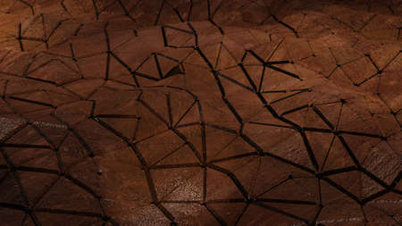 3D illustration of detailed textured background from rusted steel plates with highlight points in 3dの写真素材