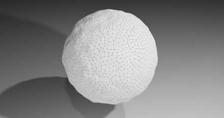 wireframed and deformed ball with mesh structure rendered in 3dの写真素材