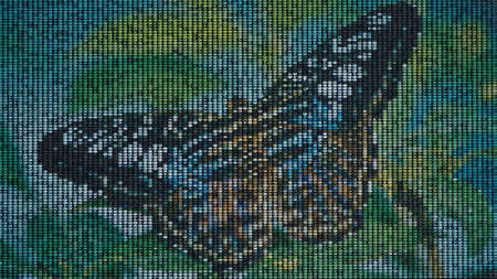 3d illustration mosaic motif butterfly backround abstract artの写真素材