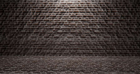 3d Illustration rendered wall with bricks and floorの写真素材