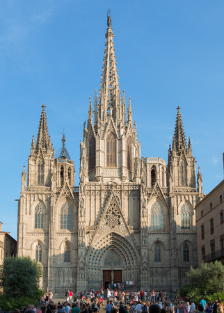Cathedral of the Sacred Cross and Saint Evlaliya - a cathedral in Barcelona, Spain のeditorial素材