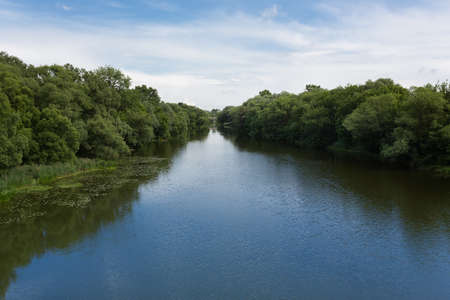 View from the bridge through Nara s river in Serpukhov