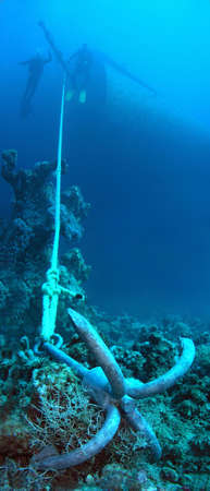 Divers and anchorの写真素材