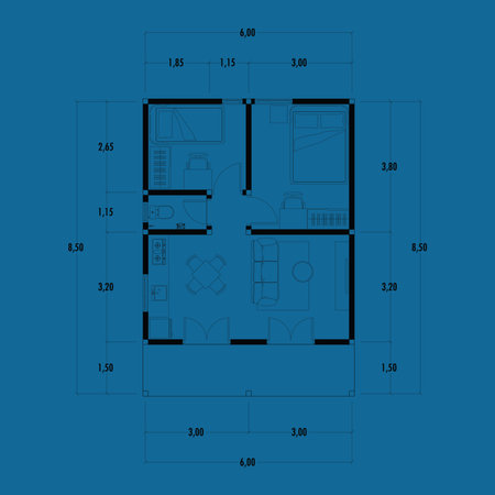 Floor plan blueprint, Figure of the jotting sketch of the construction and the industrial skeleton of the structure and dimensions. vector eps 10のイラスト素材