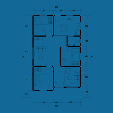 Floor plan blueprint, Figure of the jotting sketch of the construction and the industrial skeleton of the structure and dimensions. vector eps 10のイラスト素材