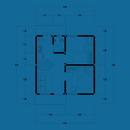 Floor plan blueprint, Figure of the jotting sketch of the construction and the industrial skeleton of the structure and dimensions. vector eps 10のイラスト素材