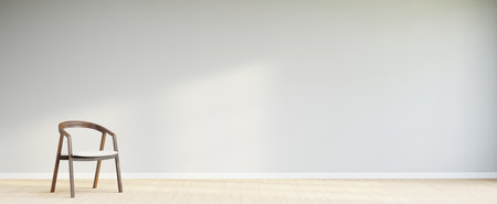 Living room style minimal with armchair on empty white wall background. 3D Renderingの写真素材