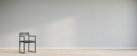 Living room style minimal with armchair on empty white wall background. 3D Renderingの写真素材