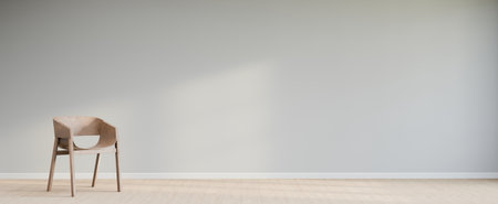 Living room style minimal with armchair on empty white wall background. 3D Renderingの写真素材