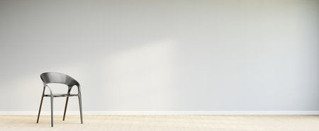 Living room style minimal with armchair on empty white wall background. 3D Renderingの写真素材