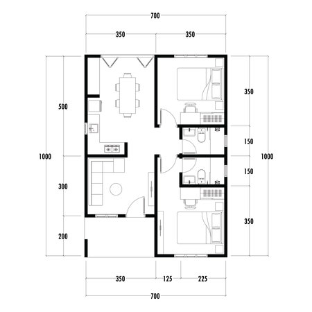 Architecture plan with furniture. home floor plan, isolated on white background, stock illustration.の写真素材