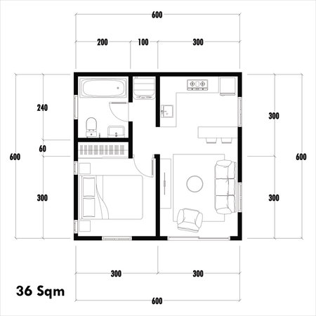 Architecture plan with furniture. home floor plan, isolated on white background, stock illustration.の写真素材