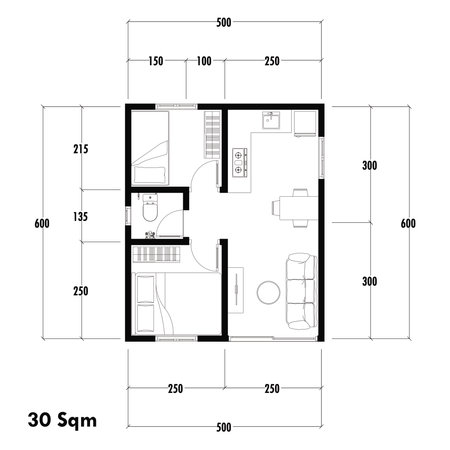 Architecture plan with furniture. home floor plan, isolated on white background, stock illustration.の写真素材