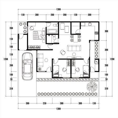 Architecture plan with furniture. home floor plan, isolated on white background, stock illustration.の写真素材