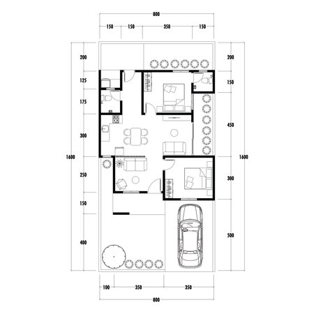 Architecture plan with furniture. home floor plan, isolated on white background, stock illustration.の写真素材