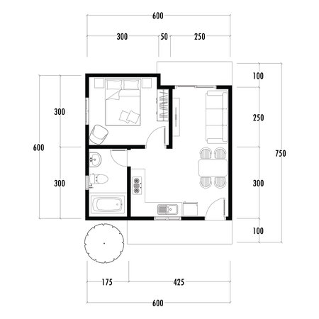 Architecture plan with furniture. home floor plan, isolated on white background, stock illustration.の写真素材