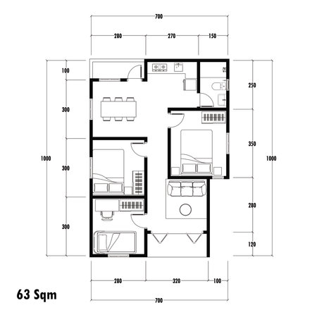 Architecture plan with furniture. home floor plan, isolated on white background, stock illustration.の写真素材