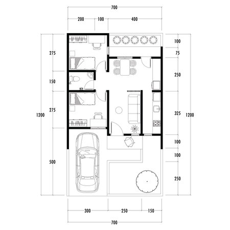 Architecture plan with furniture. home floor plan, isolated on white background, stock illustration.の写真素材