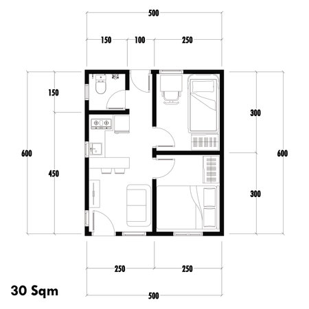 Architecture plan with furniture. home floor plan, isolated on white background, stock illustration.の写真素材
