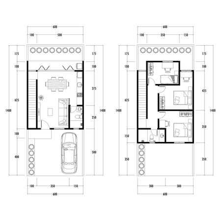 Architecture plan with furniture. home floor plan, isolated on white background, stock illustration.の写真素材