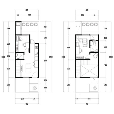 Architecture plan with furniture. home floor plan, isolated on white background, stock illustration.の写真素材