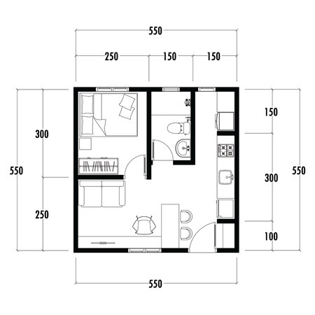Architecture plan with furniture. home floor plan, isolated on white background, stock illustration.の写真素材
