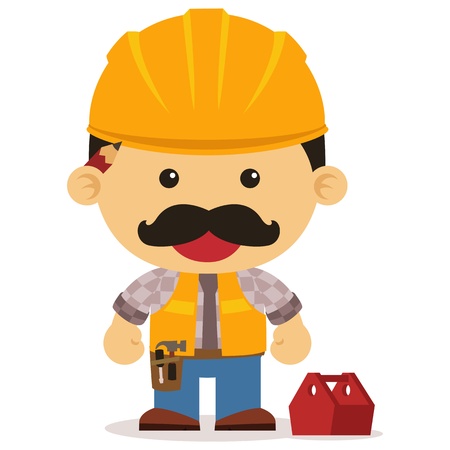 A cute builder with mustacheのイラスト素材