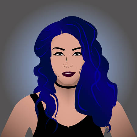 Portrait of a girl with blue hairのイラスト素材