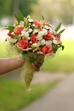  Wedding bouquet in a hand of the brideの写真素材