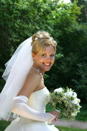 The beautiful bride smilesの写真素材
